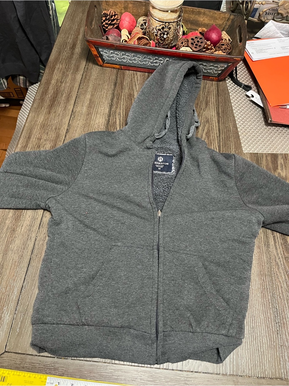 LeeHanton Kids Gray Sherpa-Lined Full-Zip Hoodie Jacket medium unisex